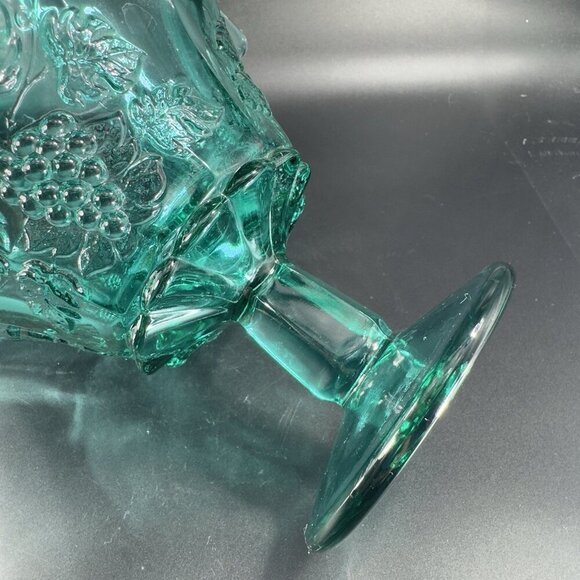 Westmoreland Laurel Green Paneled Grape Pedestal Compote Bowl Dish W Sticker VTG - Picture 10 of 14